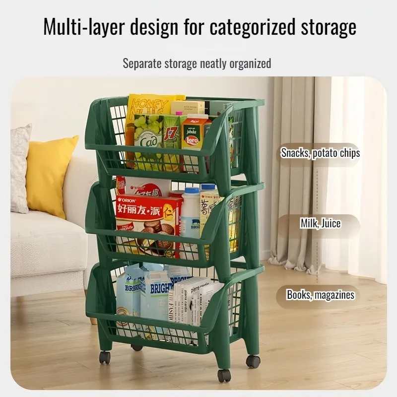 Honeycomb Shelf Clip Shelf Kitchen Floor Multi-Layer Fruit & Vegetable Storage Trolley Narrow Gap Organizer