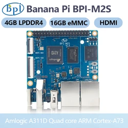 Pi gels BPI-M2S SoC Amlogic A311D et S922X Hexa-core 4 Go LPDDR4 RAM 16 Go eMMC Vidéo HDMI 2.1 4Kp60 OS UbunaryDebian Android