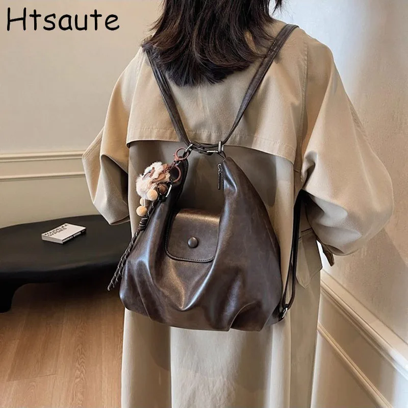 Cute pu leather Strap Bag Handbag Pleated Design Shoulder Crossbody Bag Retro Style Large Dumpling Shape Cross Body Bag Women