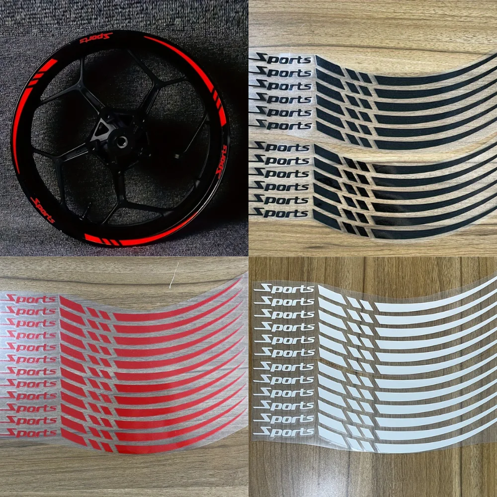 

12pcs Motorcycle Hub Stickers Set Sport Stripe Wheel Rim Self-adhesive Vinyl Decals Waterproof Motorbike Hub Decoration