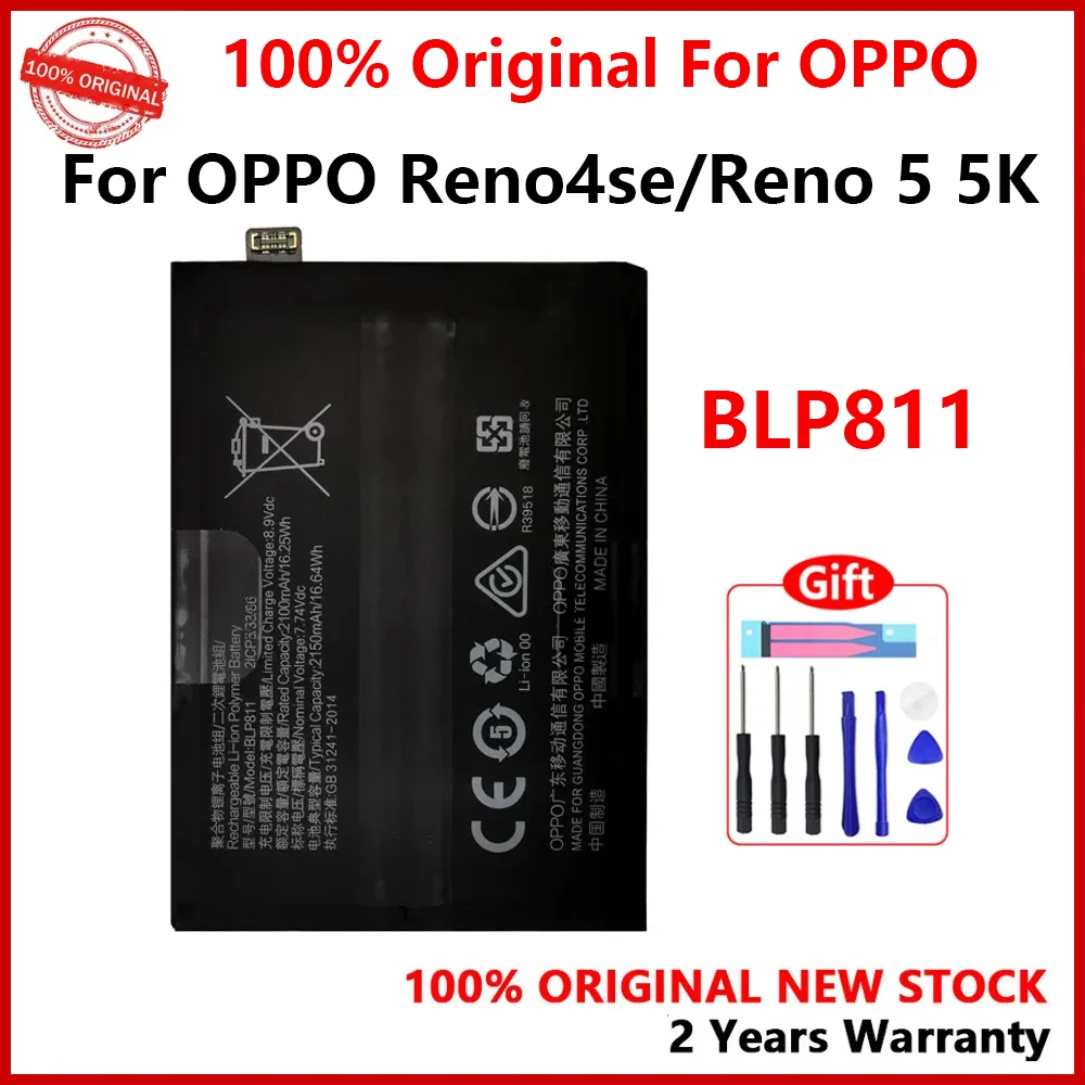 Original BLP811 Battery for OPPO, Reno 4SE, Reno 5, Find X3 Lite, Replacement Batteries with Gifts, 100% New