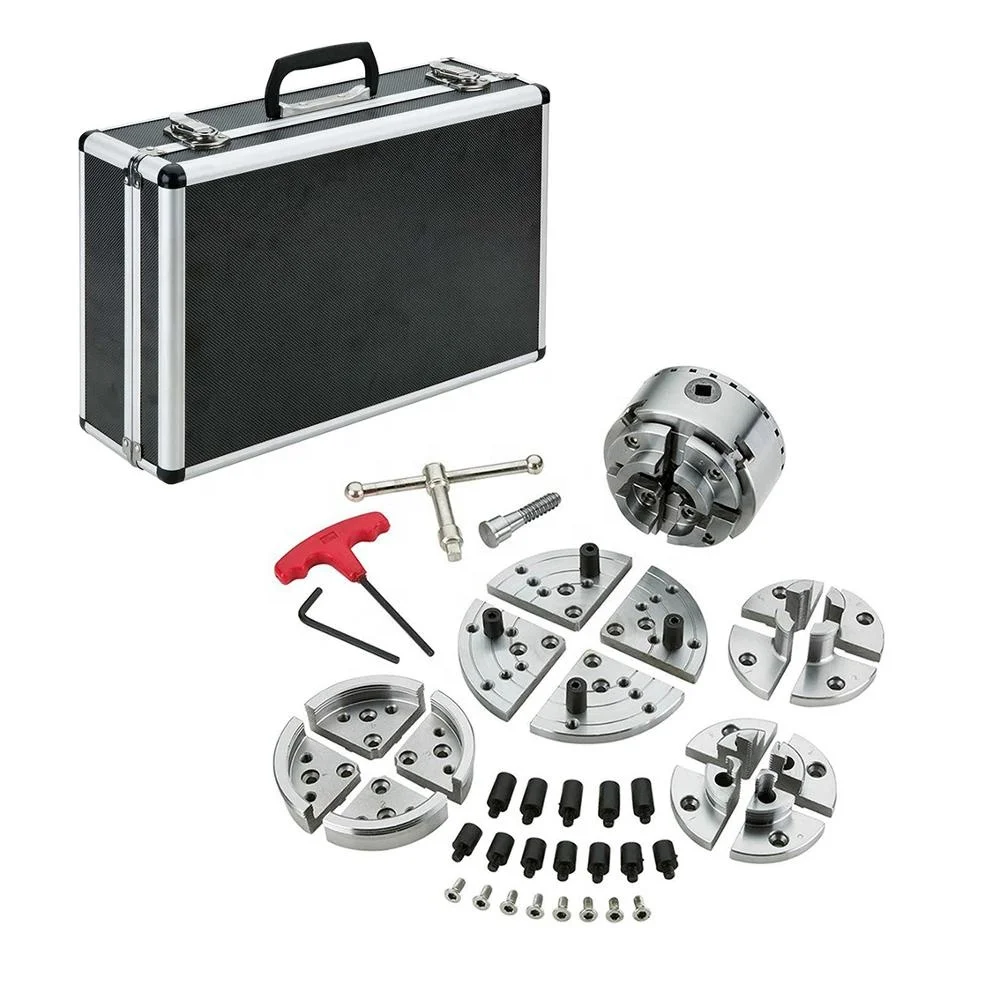 LA10 95mm 4 Jaw Steel Wood Lathe Chuck Set with High Rigidity and 24 Positions