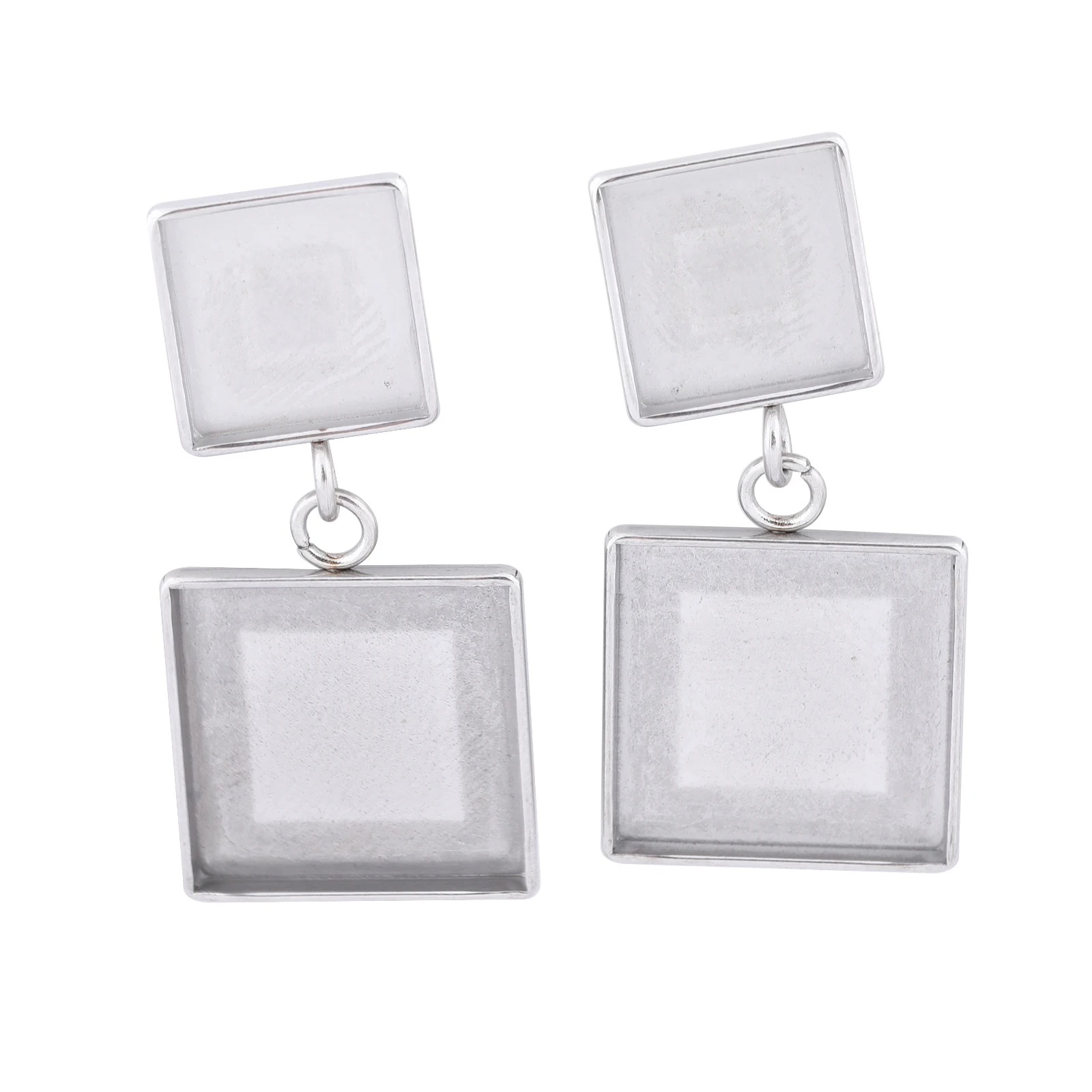 6pcs Stainless Steel Fit 10mm 15mm Square Cabochon Earring Base Studs Diy Gold Plated Bezel Blanks For Jewelry Making