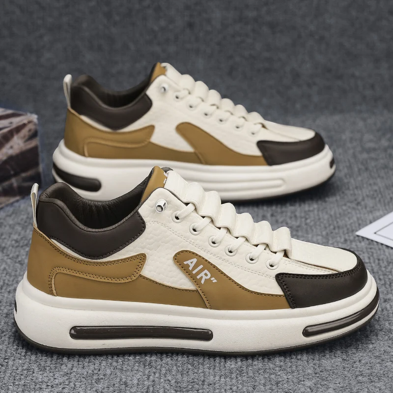 

2025 Spring and Autumn New Men's Shoes Leather Low Cut Fashion Trendy Running Sports Men's Casual Trendy Shoes Zapatillas Hombre