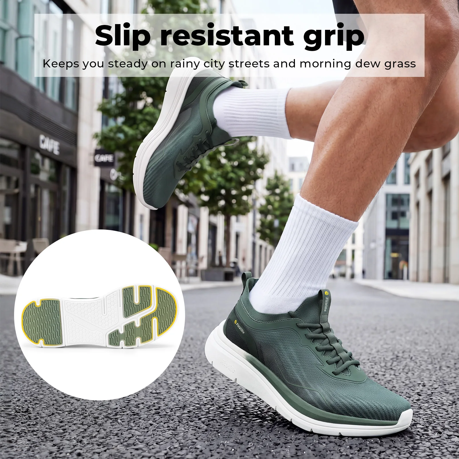 FitVille Men Wide Toe Box Water-Repellent Walking Sneakers Comfort Sports Running Shoes Lightweight Non Slip For Swollen Feet