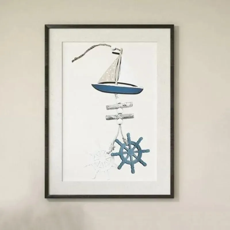 Hängende Fischnetz Marine Wanddekoration Muschel Fisch Boot Holz Anhänger Home Decor