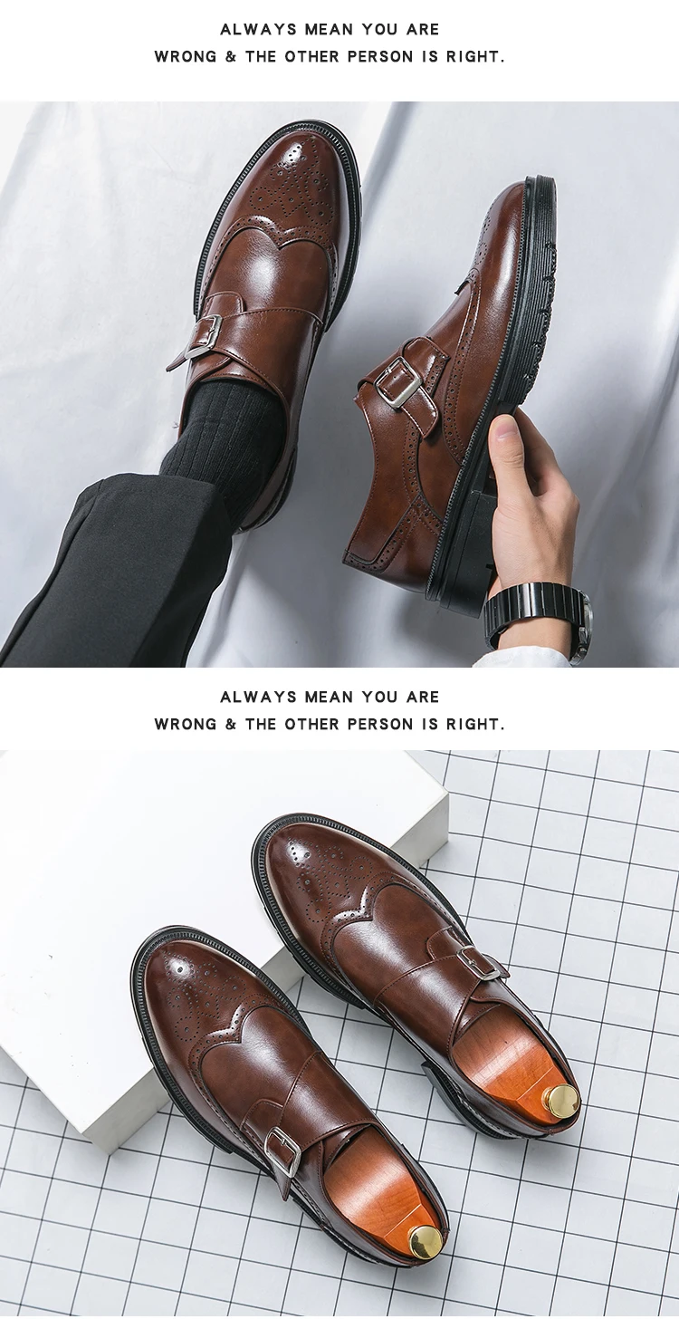 High Quality Brogues Party Wedding Shoes For Men Formal Office Men's Dress Shoes Slip On Casual Leather Business Loafers Shoes