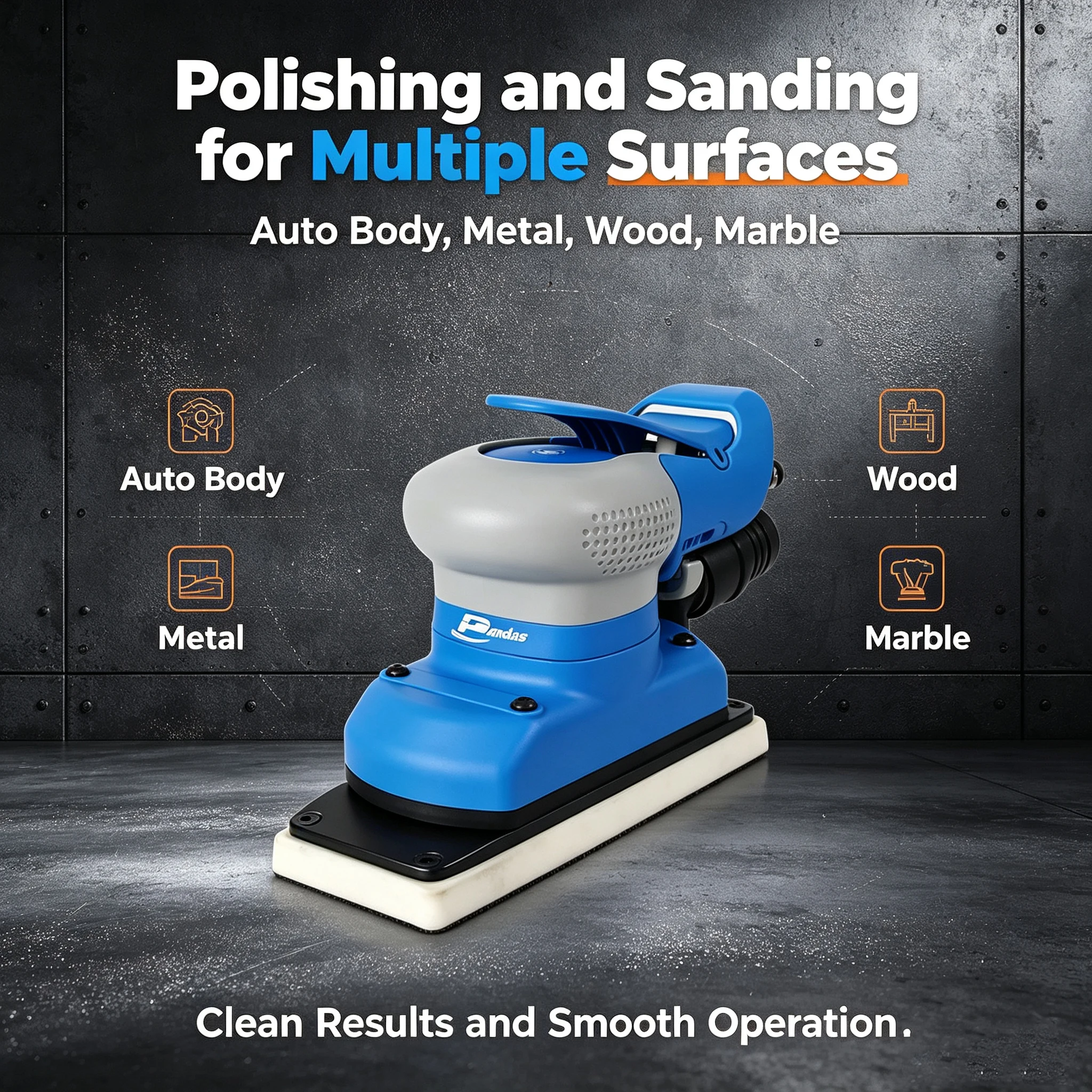 70*198Rectangular Pneumatic Sande Auto Body Putty Sander Paint Surface Sanding & Polishing Eccentric Distance 3mm