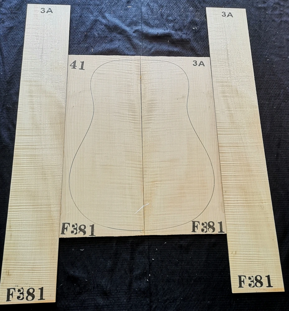 HUATOOL 3A German Tiger Pattern Maple Back Side Panel Single Board 41 inch Folk Classical Guitar Material Guitar Production