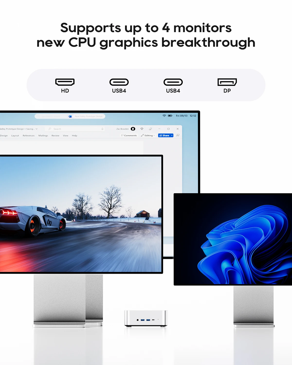 AOOSTAR Mini PC MACO AMD Ryzen 7 PRO 8845HS/H255 WiFi6 BT5.2 32G 1T SSD Windows 11 4K 4 Screen Gamer Mini Desktop Computer
