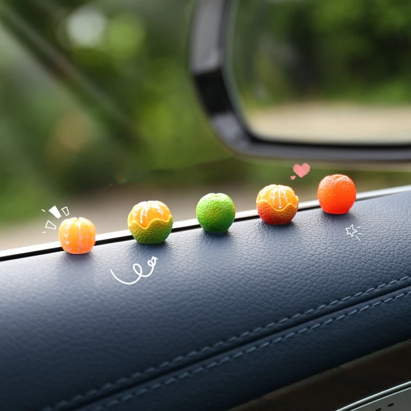 Fresh Sugar Orange Car Decoration Cute Car Rearview Mirror Center Console Decoration Fun Car Interior Decoration Products Female