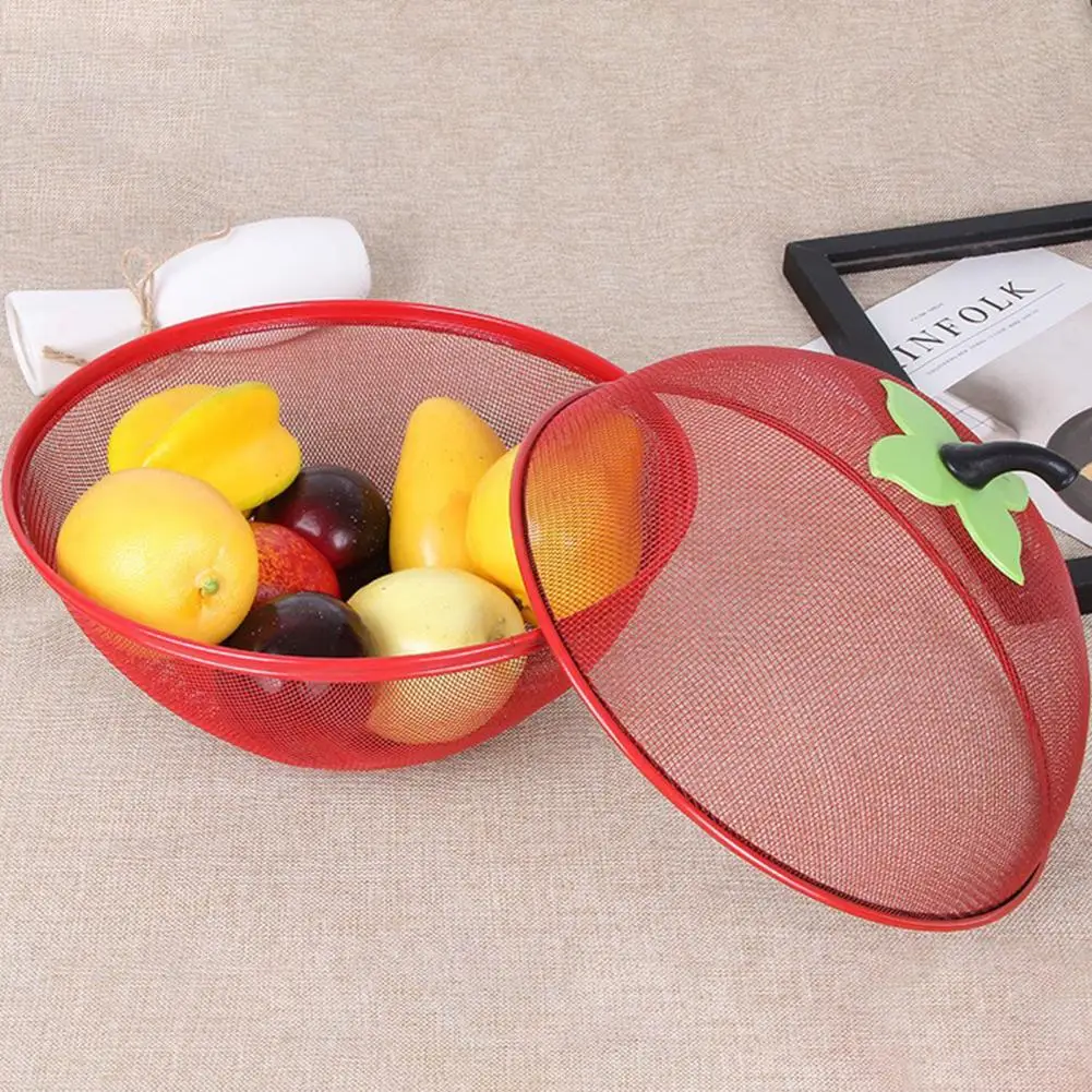 Mesh Fruit Basket with Lid Large Capacity Prevent Fly Stainless Steel Kitchen Drain Basket Vegetables Fruit Holder