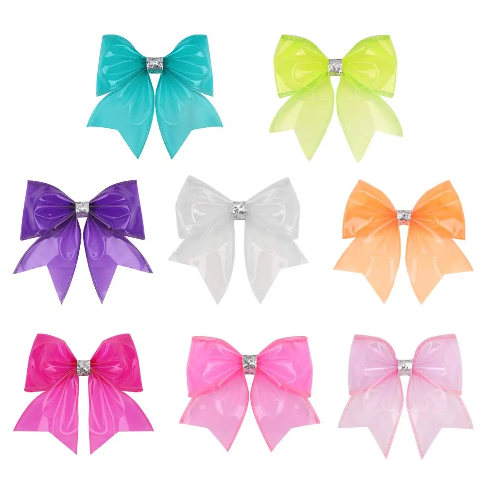 Waterproof Jelly Bows Hair Bows for Girls with Clips Girl Kids Hair accessories Glitter Knot Bows Pool/Swim Bows Solid Hairpins