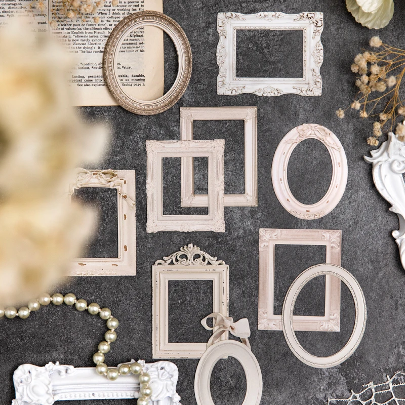 Journal GO 10pcs Vintage Hollow Out Border Collage Card European Mid-century Retro Frame Jounaling Scrapbooking diy Materials