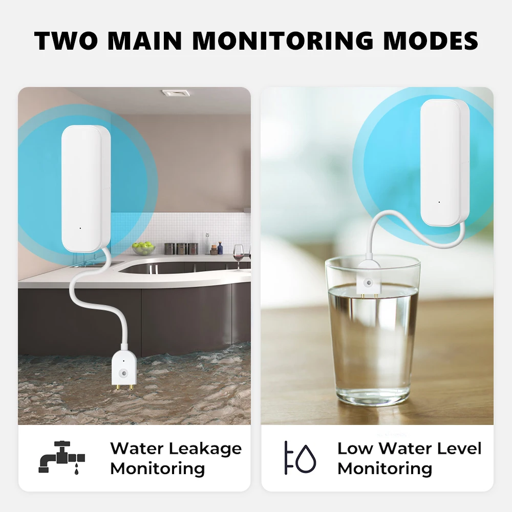 ONENUO Zigbee Water Level Sensor Tuya Leakage Alarm Flood Leak Detector Smart Home Life APP Water Alert Overflow Alarm