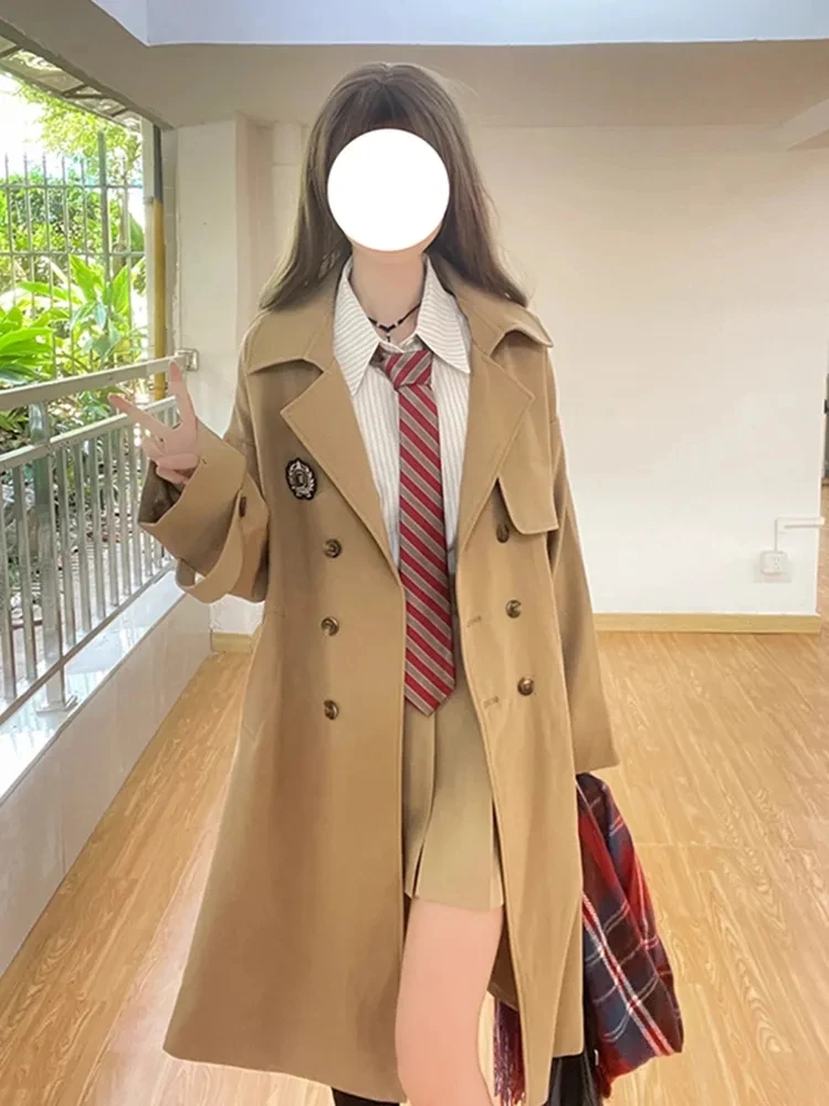 

Casual Briti Sle College orm JK Outerwear Women's Long Coat Commuter Sle Loose Fit Autumn New Arrival