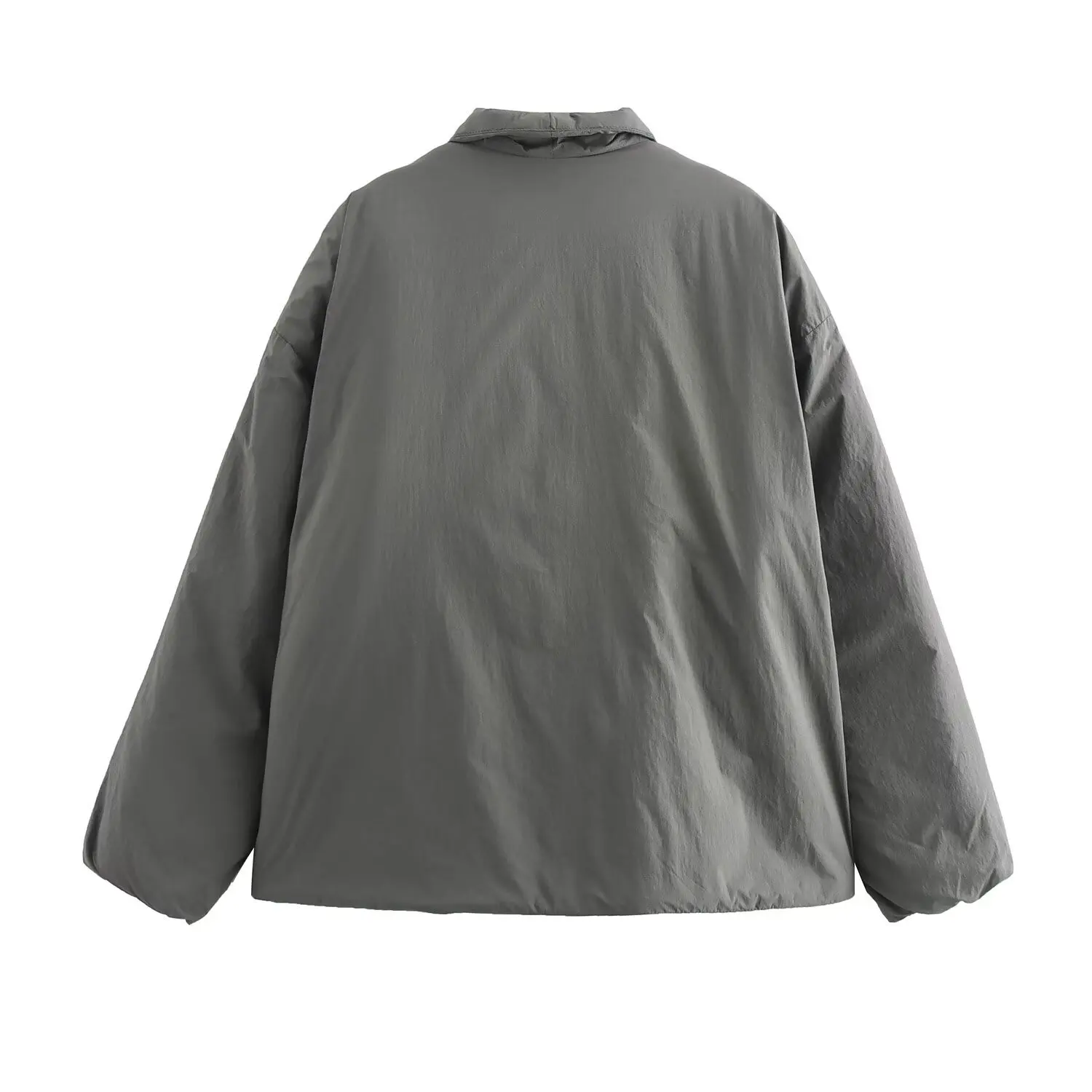 Women Puffer Jacket 2026 New Grey Kimono Wrap Side Tie Oversized Loose Cropped Padded Long Sleeve Warm Winter Coat Casual Daily