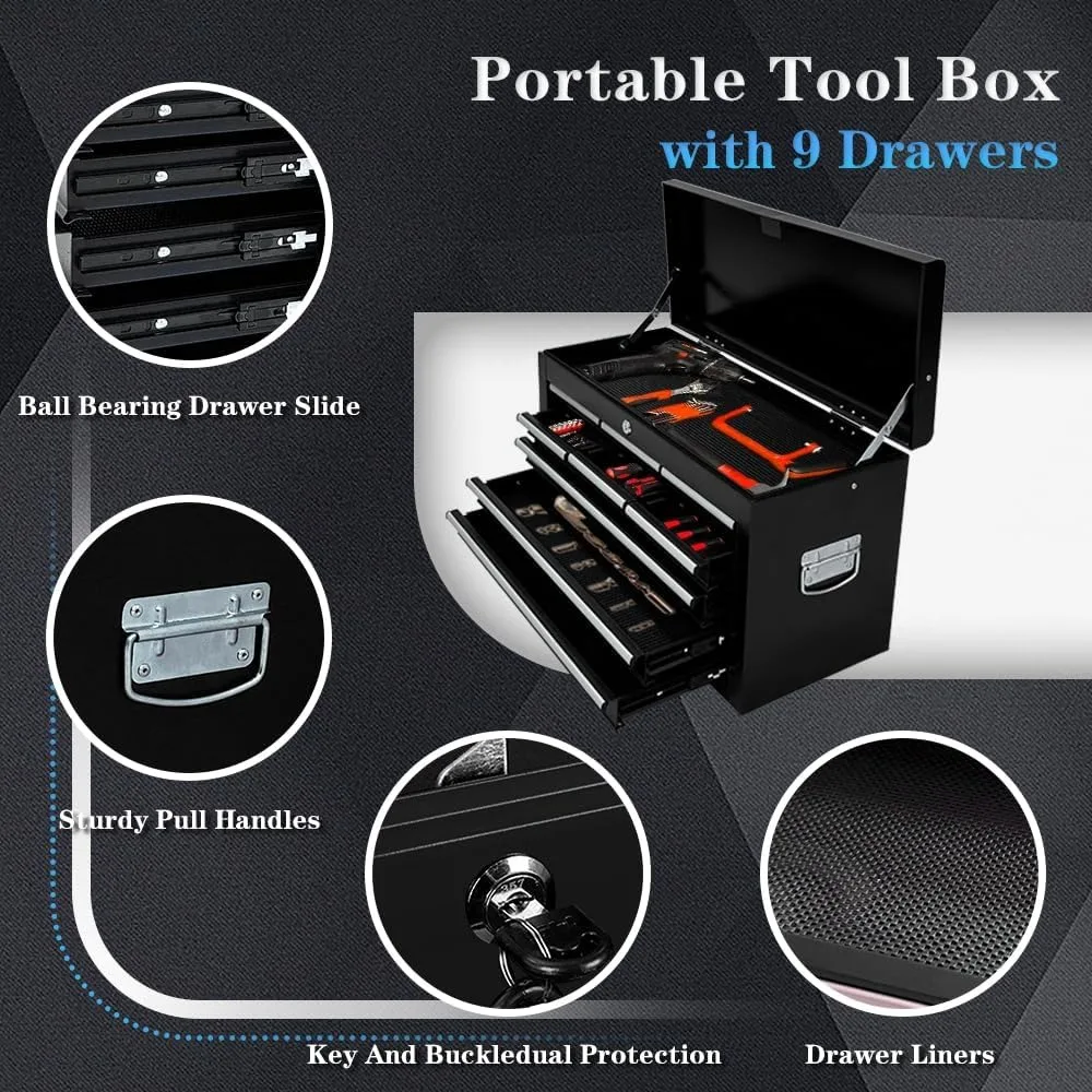 صندوق أدوات دوار، منظم صندوق أدوات 13 درجًا بعجلات، خزانة تخزين كبيرة للأدوات مع أدراج منزلقة، سعة عالية #4