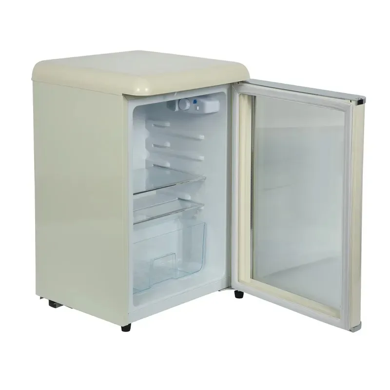 Vintage Mini Bar Wine Cabinet Small Antique Wine Cellar Refrigerator with Glass Door Barrel Style Cooler for Home Office