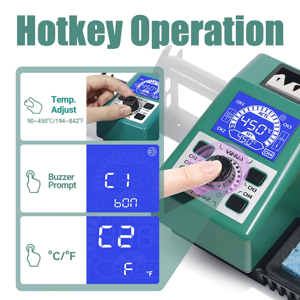 YIHUA 982 stazione di saldatura elettrica C210 C245 doppia maniglia temperatura regolabile per strumenti di rilavorazione di saldatura di