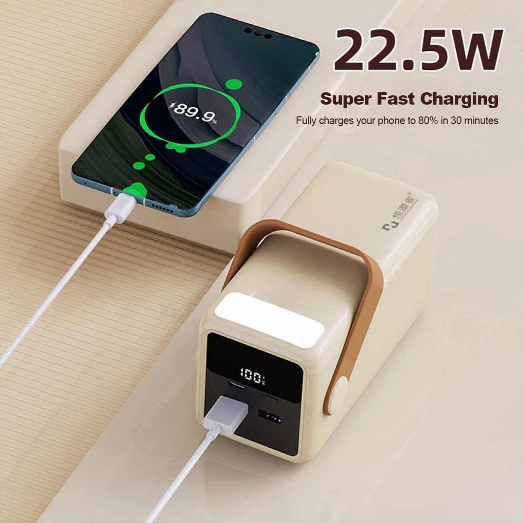 

Power Bank большой емкости 40000 мАч Прочный мобильный блок питания с подсветкой 22,5 Вт Двусторонняя сверхспышка зарядка