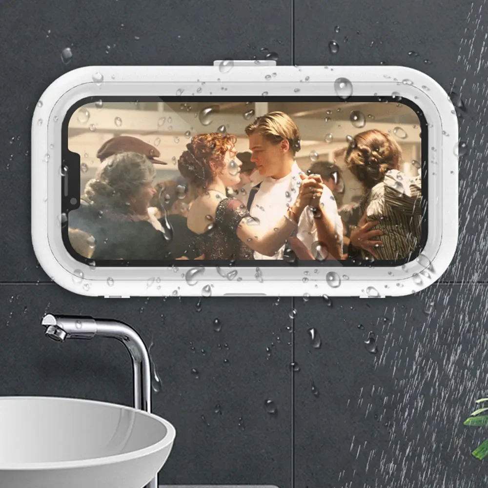 

Вращающийся на 360° водонепроницаемый и противотуманный чехол для мобильного телефона для ванной комнаты, держатель для телефона для душа, водонепроницаемый, можно касать, телефон для душа