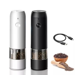 New Electric Automatic Grinding Pepper Salt Grinder USB Rechargeable Spice Salt Pepper Adjustable Coarse Grinder Kitchen Tool