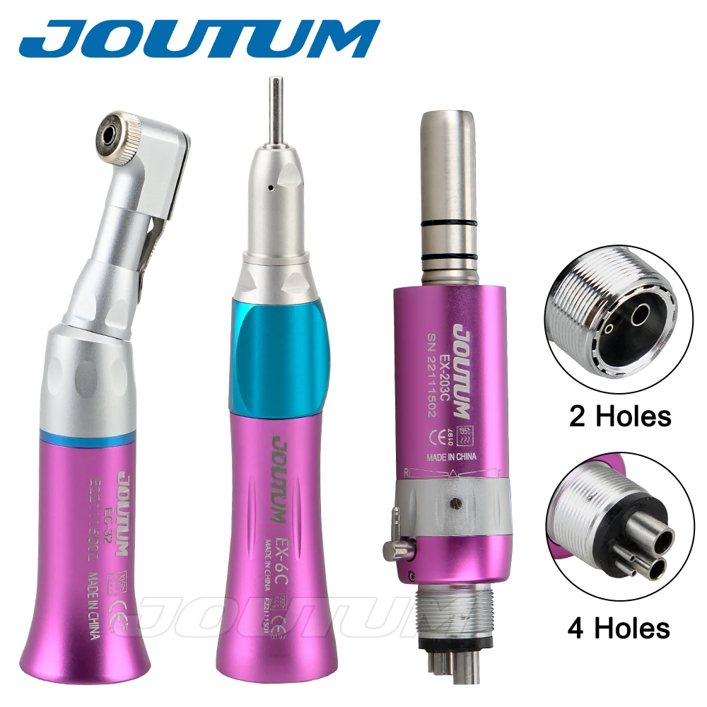 Dental Low Speed Handpiece kit Straight Contra Angle Single Water Spary Air Turbine 4 Hole FIT NSK Pana Max Pink Color