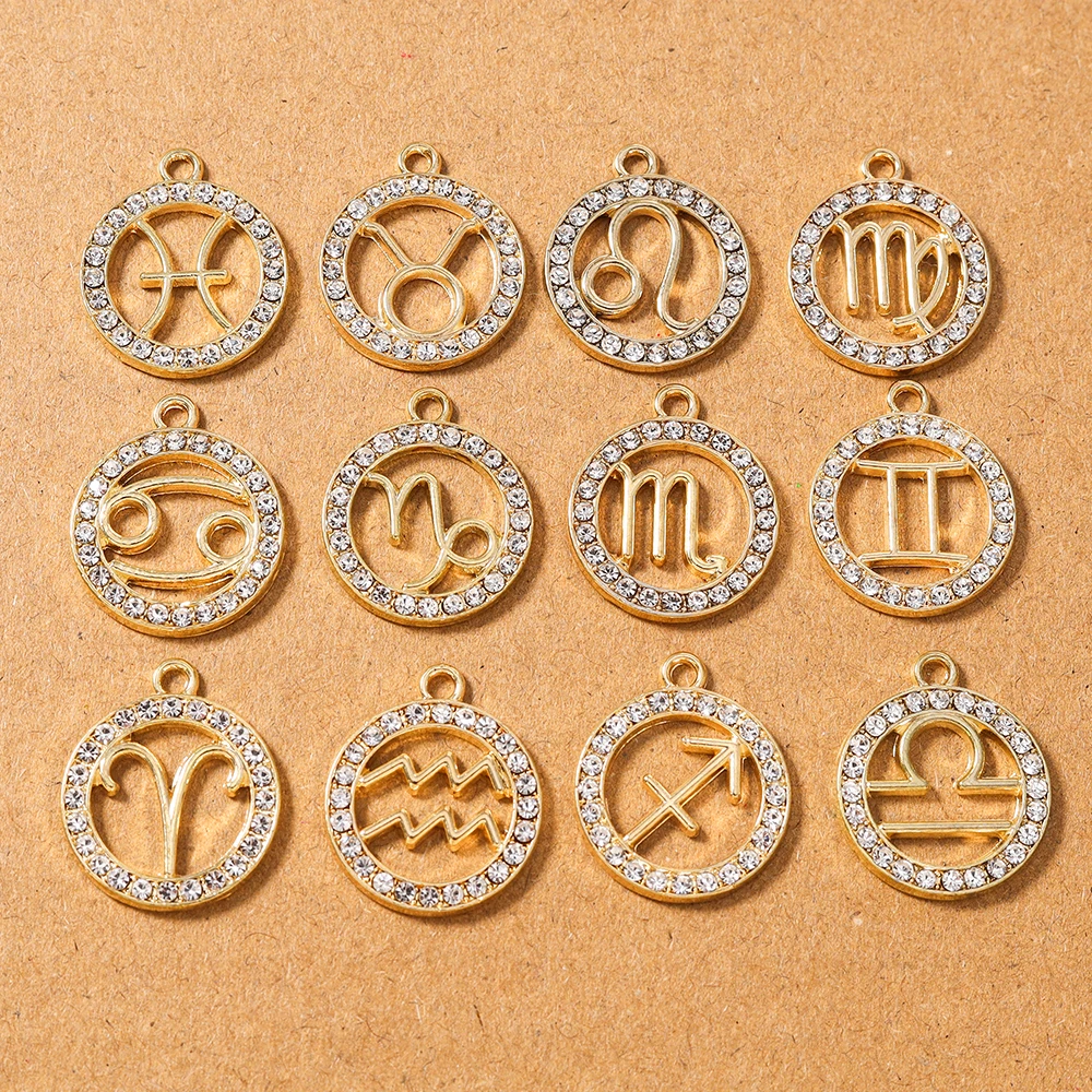 10pcs Alloy Rhinestone Constellation Charms Pendant for Necklace Earrings Bracelet DIY Jewelry Making Accessories Supplies