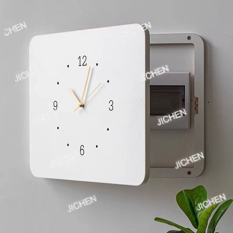 

Nordic watch meter box shielding decorative painting living room strong electric box shielding ugliness free punching real clock