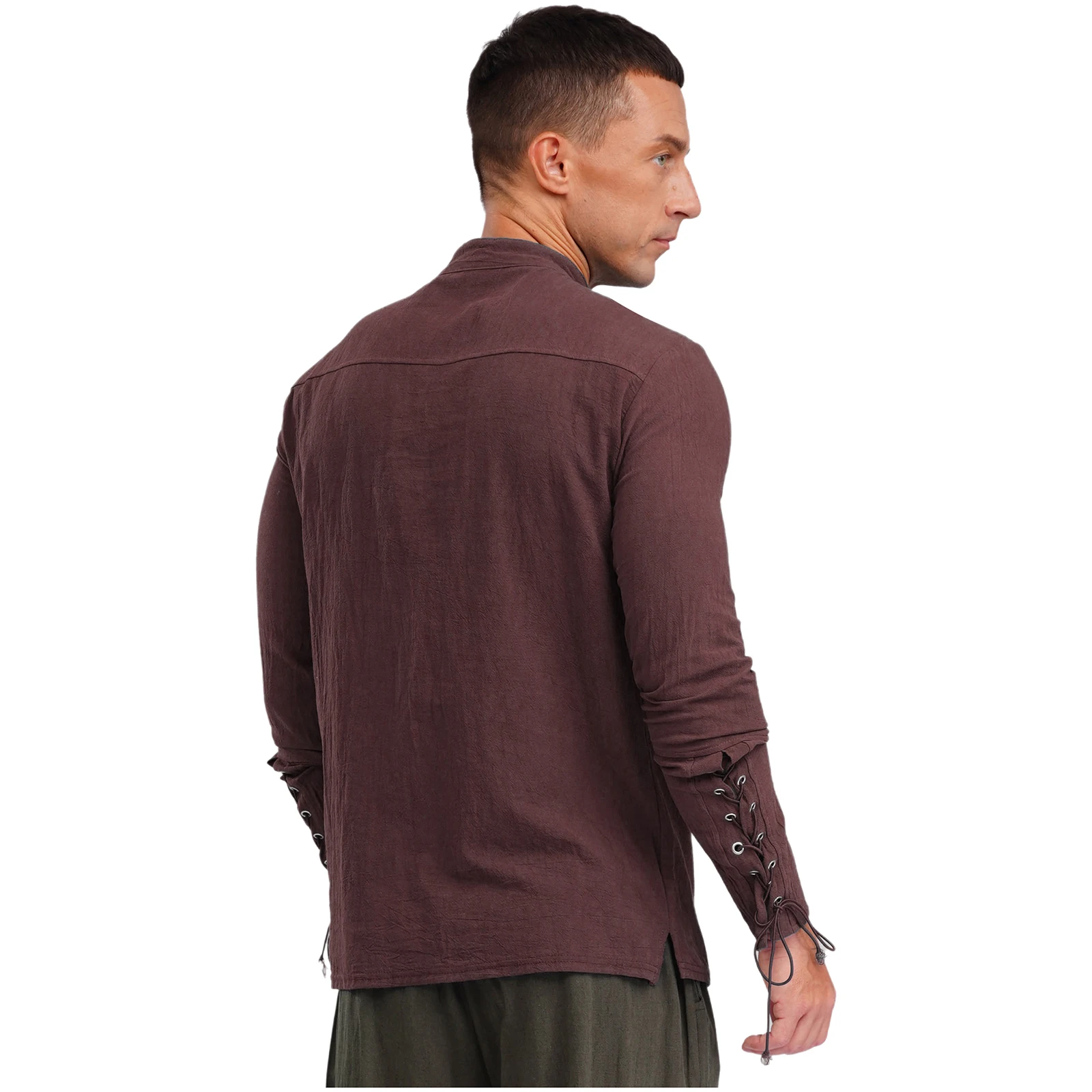 رجل القرون الوسطى عصر النهضة فايكنغ القراصنة قميص طويل الأكمام الدانتيل متابعة القمصان فيكتوريا خمر قمم هالوين موضوع حزب حلي