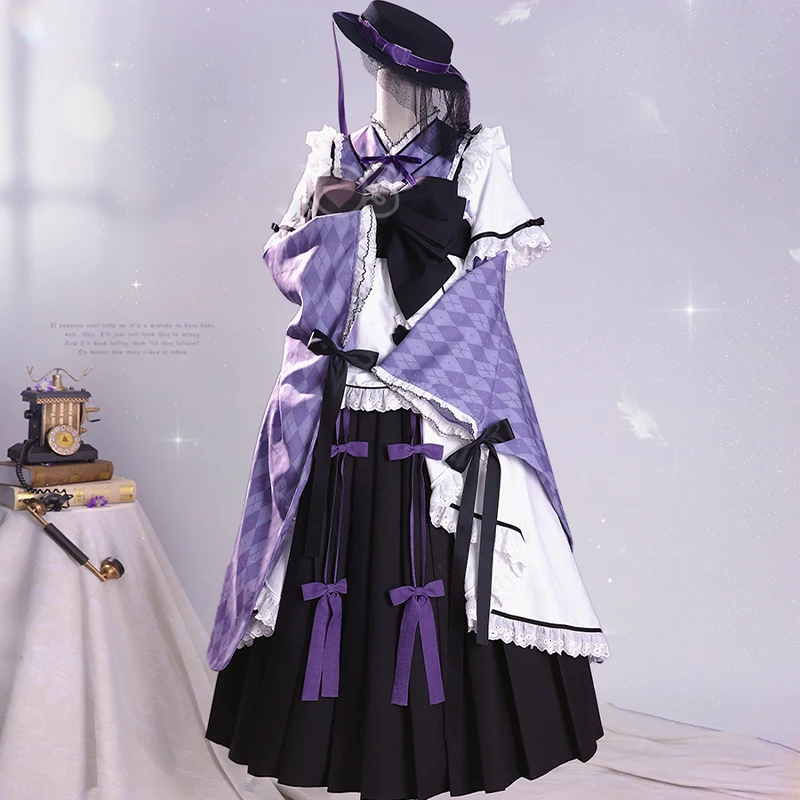 暁美ほむらコスプレ衣装アニメ魔法少女まどかロールプレイロリータスカート S-XL フレンチメイド女性のドレスハロウィンパーティースーツ
