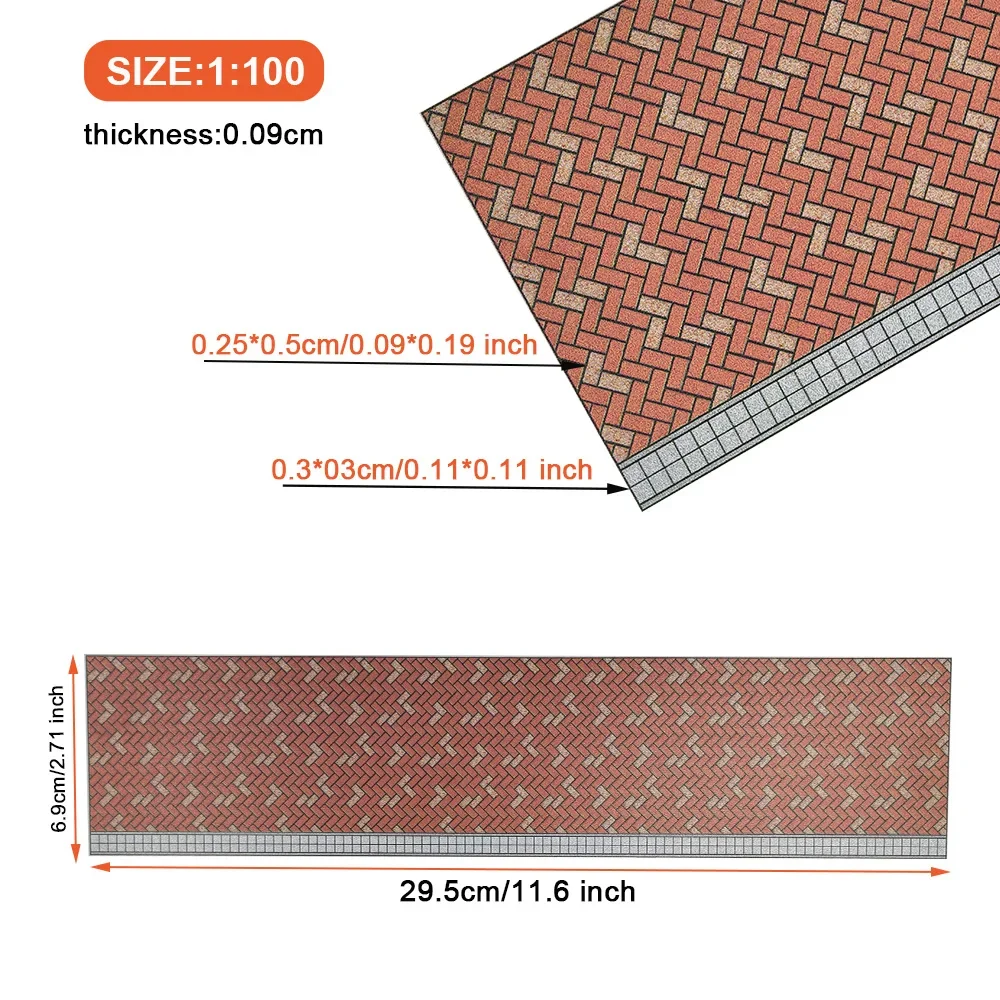 1/200-1/75 Miniature ABS Brick Floor/Road for Micro Landscape/Dollhouse/Garden Decor/Railway Layout/Dioramas Accessories 1pc
