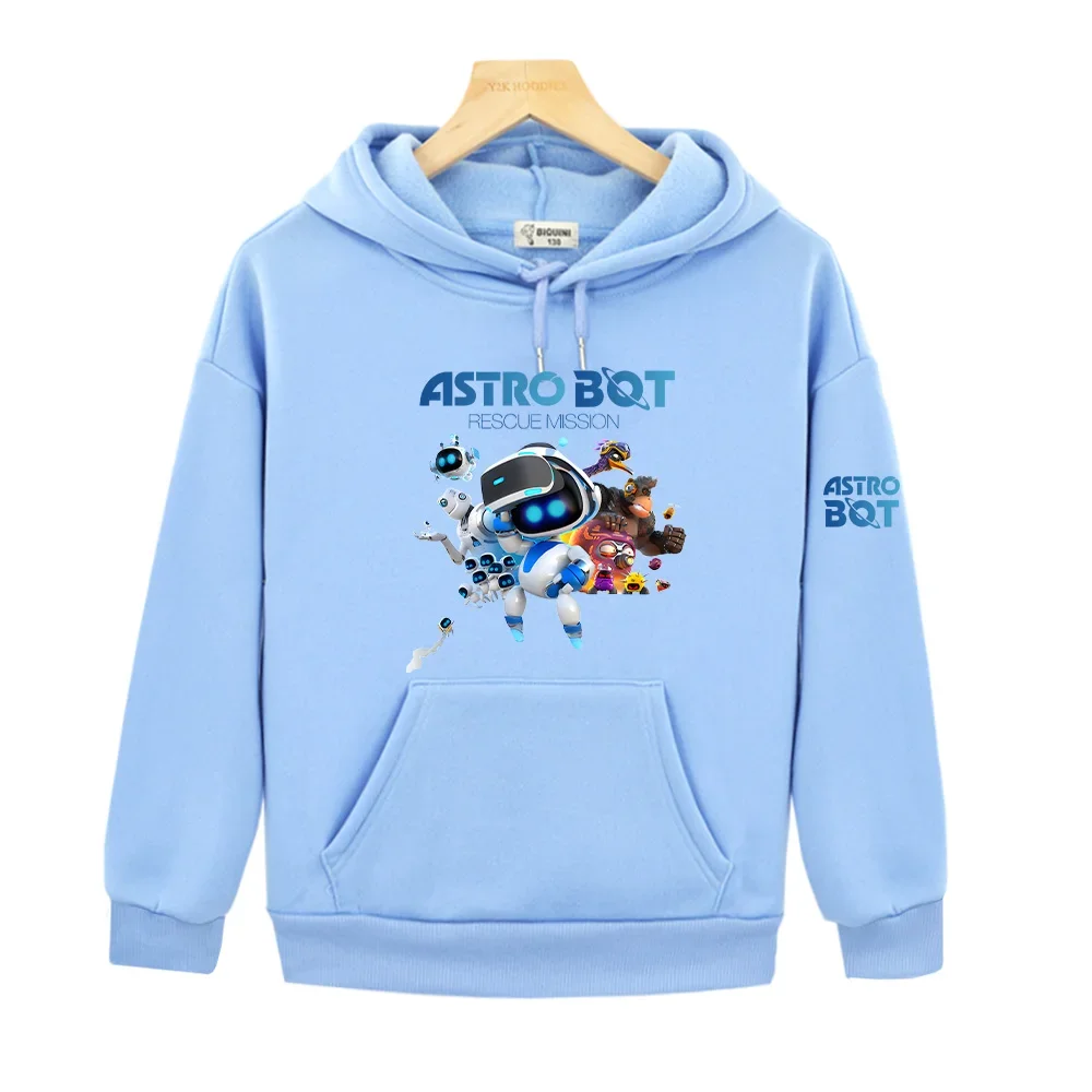 Astro Bot Rescue Mission Hoodies Kids Game Comic Clothes Cool Boys Girls Pullover Long Sleeve Soft Fabric Sweatshirt Loose Hoody