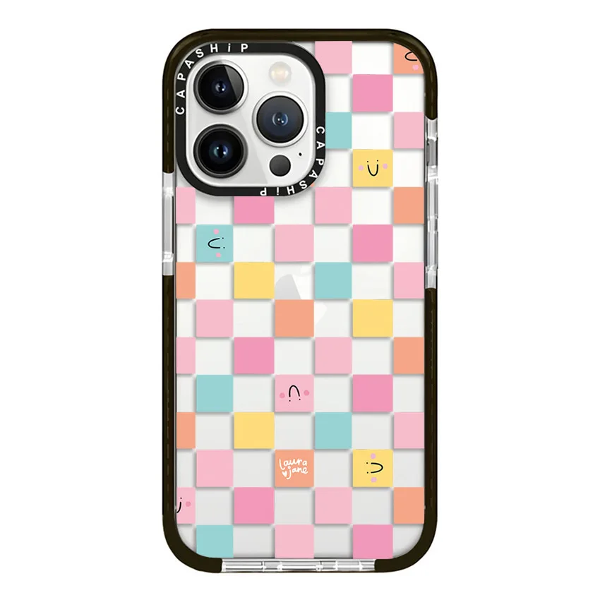 Colorful Chessboard Flowers Case For iPhone 16 15 14 13 12 11 Pro X XS XR Max 7 8 Plus SE 2 Soft TPU Shockproof Back Cover Capa