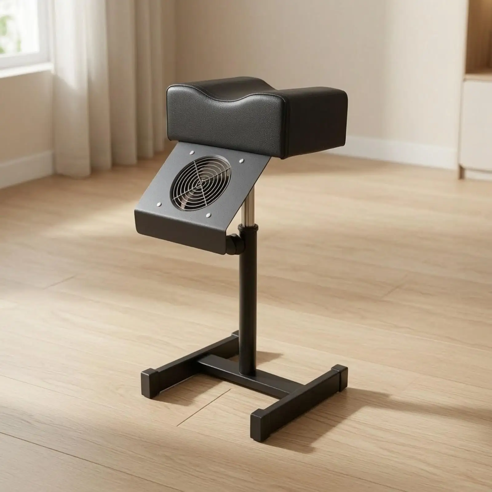Salon Foot Pedicure Stool with Built in Ventilation Fan Padded Top and Hanging Organizer for Efficient Beauty Workspace