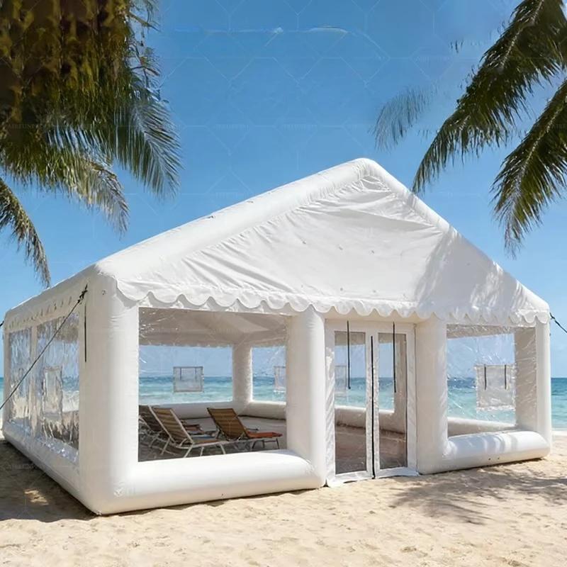 inflatable PVC family camping four-season waterproof tent with anti-mosquito net, quick and automatic opening, easy to build