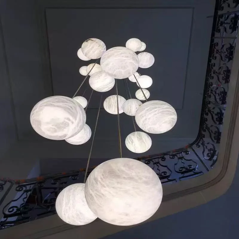 

2025 new APP light luxury marble chandelier, villa, hotel lobby hanging lighting lamp, lustre, gold, lustre
