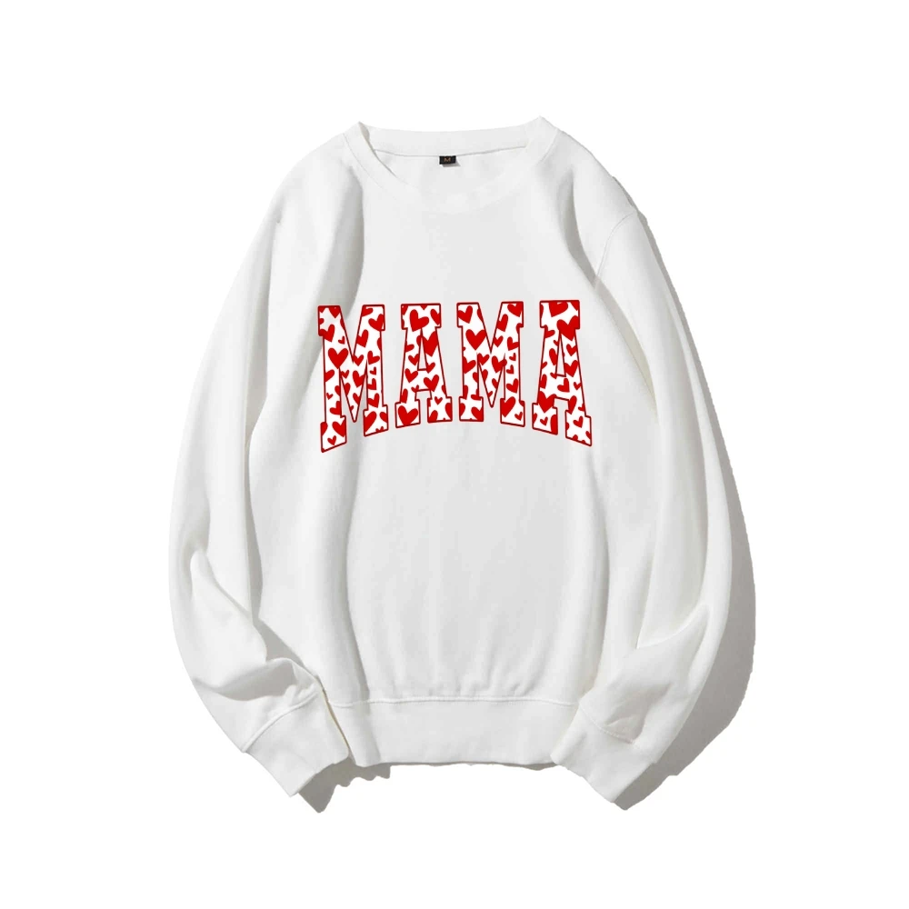 

Mama Letter Printed Hoodie Love Decoration Unisex Sweatshirt Girl Pattern Valentine'S Day Lucky Clothing Valentine'S Day Gift