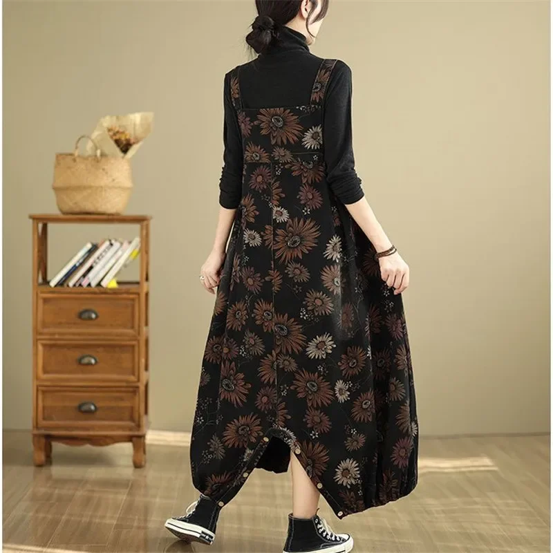 Denim Tulumlar Kadın Kore Tarzı Vintage Playsuits Rahat Çapraz Pantolon Gevşek Pantolon Büyük Boy Tulum kadın kıyafetleri