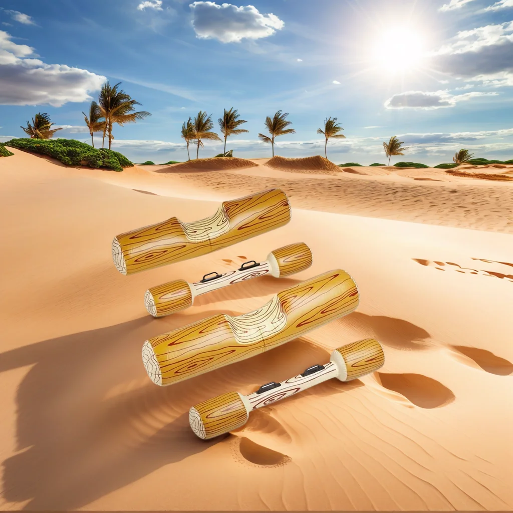 木目調インフレータブルブイキット、耐久性のあるPVC、楽しいウォータースポーツゲーム、夏のビーチやプールパーティーに最適、イエロー