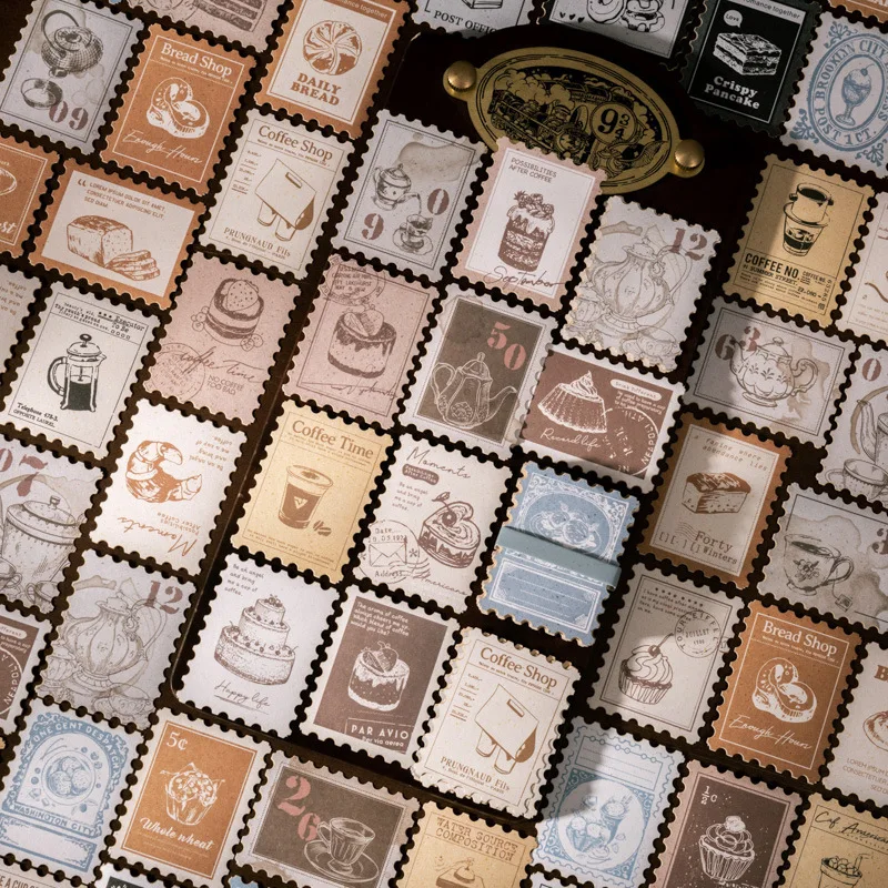 45sheets Four Seasons Tea Island Series Scrapbooking Sticker Vintage Coffee Tea Cake Landscape Material Collage Stamp Sticker