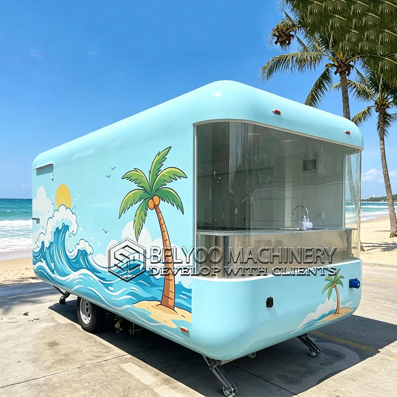 Belyoo Outdoor Food Truck Trailer Mobile Kitchen with Fully Equippment Pizza Coffee Cart Ice Cream Truck With Great Price view 3