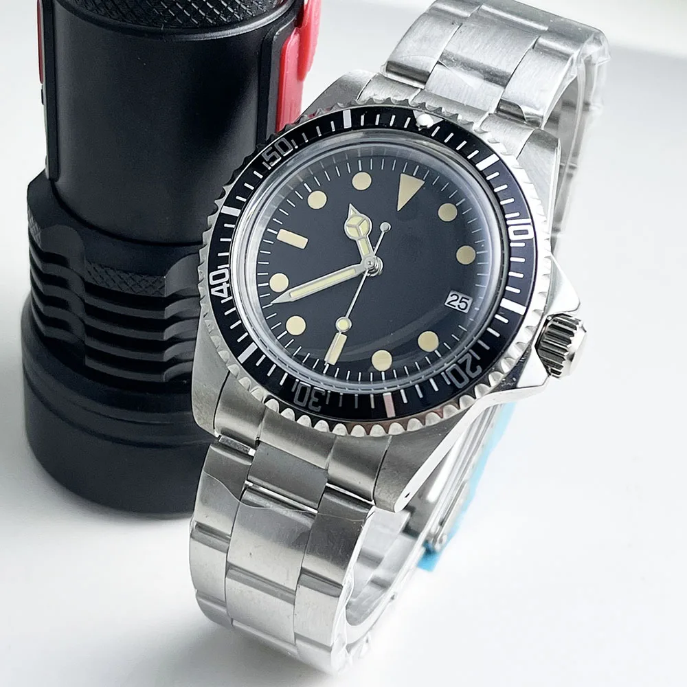 ساعة كلاسيكية للرجال مقاس 39 ملم مقاومة للماء، إطار دوار متعدد الألوان، ميكانيكية أوتوماتيكية قابلة للطي بإبزيم من الفولاذ المقاوم للصدأ