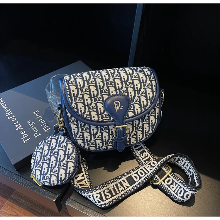 

New Arrival Women's Fashion Unique Letter Wide Shoulder Strap Small Saddle Bag - Crossbody & Top Handle