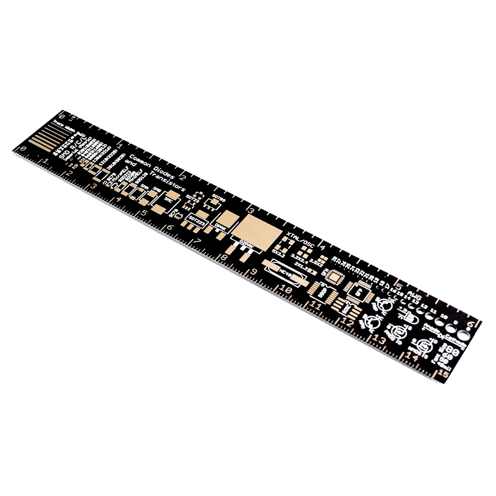 15cm 20cm 25cm R-4 Gold Plated PCB Ruler Multifunctional PCB Ruler 180 Degrees Resistor Capacitor Chip IC SMD Diode Transistor