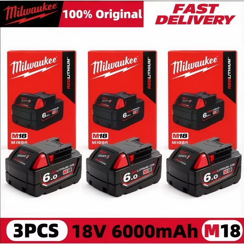 Authentic Milwaukee M18 6.0Ah XC Battery + M12-18C Smart Charger 18V Lithium Battery With Fast Charger