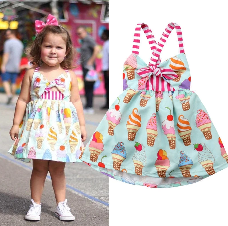 

Casual Toddler Kids Baby Girl Sling Halter Backless Bow Tutu Dress Sundress Summer Clothes