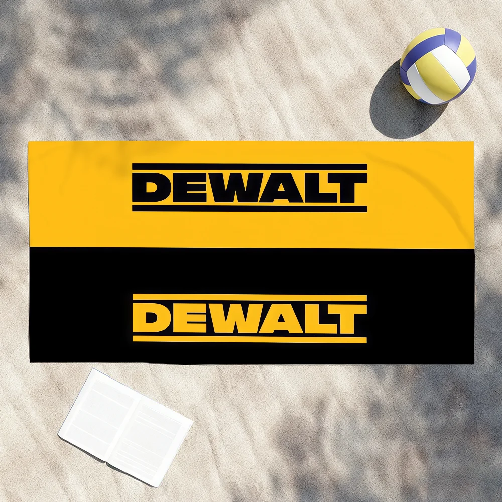 Brand D-DewalT-T Logo Towel Soft Lightweight Anti-Sand Large Beach Towel Quick-Drying Bath Sports Family