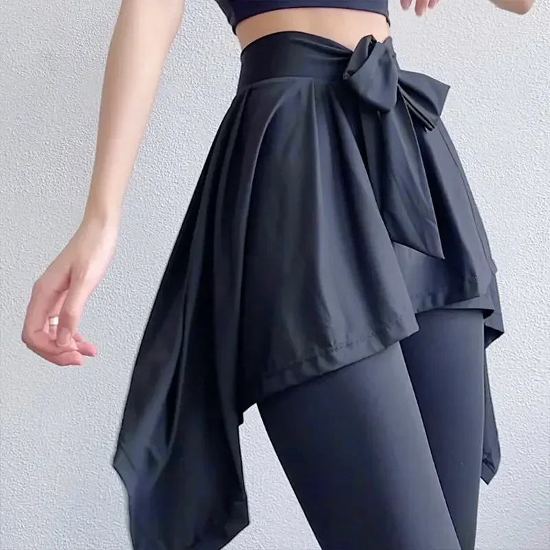 Open-Crotch Pants Spring, Autumn And Winter Fake Two-Piece Outer Wear Leggings With Skirt With Double-Headed Invisible Zipper